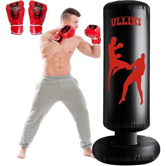 ULLIKI Other - Freestanding Punching Bag for Adults with Gloves, Kick Boxing Bag with Stand